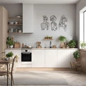 Metal Duvar Dekorasyonu 3 Parça Soyut Kadın (3 Pieces Abstract Woman) Metal Duvar Tablosu Soyut thumbnail 1