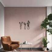 Sanatsal Metal Tablo 3 Çiçek (3 Flower) Metal Duvar Tablosu Doğal thumbnail 2