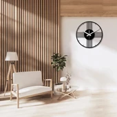 Metal Duvar Saati Minimal Çizgiler Siyah Metal Duvar Saati Dekoratif Saat thumbnail 3