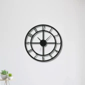Metal Duvar Saati Türkçe Rakamlı Sessiz Siyah Dekoratif Saat thumbnail 1