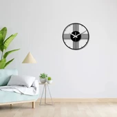 Metal Duvar Saati Minimal Çizgiler Siyah Metal Duvar Saati Dekoratif Saat thumbnail 2