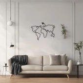 Metal Duvar Dekorasyonu Dünya Haritası Uçaklı (World Map with Plane) Metal Duvar Tablosu Harita - 5