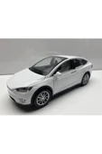 HEPSİLAZIM Tesla Model X Metal Araba 23 Cm Sesli Işıklı Kapılar Bagaj Kaput Açılır Oyuncak Demir Araç Tesla - 2