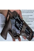 HEPSİLAZIM Oyuncak 25 cm Metal Kapsül Mantar Mermili Kovboy Tabanca Çat Pat Demir Silah Mantar Tabancası - 4