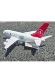 HEPSİLAZIM Diecast A380 Airbus Uçak Thy Havayolu Metal Model Oyuncak Yolcu Uçağı Çek/bırak Işık-ses 22 Cm - 3