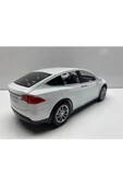 HEPSİLAZIM Tesla Model X Metal Araba 23 Cm Sesli Işıklı Kapılar Bagaj Kaput Açılır Oyuncak Demir Araç Tesla - 4