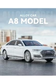 HEPSİLAZIM Model Araç Audi A8 Long Quattro 21 Cm Diecast Metal Oyuncak Araba Işık-Ses & Kaput Bagaj Kapı Açılır - 1