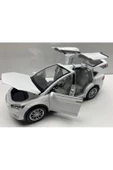 HEPSİLAZIM Tesla Model X Metal Araba 23 Cm Sesli Işıklı Kapılar Bagaj Kaput Açılır Oyuncak Demir Araç Tesla - 1