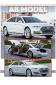 HEPSİLAZIM Model Araç Audi A8 Long Quattro 21 Cm Diecast Metal Oyuncak Araba Işık-Ses & Kaput Bagaj Kapı Açılır - 8