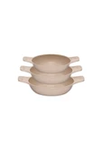 Thermoad 3'Lü 18-20-22 Cm Güveç Sahan Set Kapaksız -Vizon Renk - 1