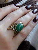 Doğal Taş Yeşil Akik Doğal Taşlı Ayarlanabilir Yüzük euy24yaa thumbnail 3