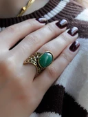 Doğal Taş Yeşil Akik Doğal Taşlı Ayarlanabilir Yüzük euy24yaa thumbnail 2