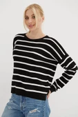 FASHION FRIENDS KADIN ÇİZGİLİ KAZAK 24K0477K1 - 5