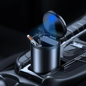 Coofbe Premium Car Ashtray Led Işıklı Alüminyum Taşınabilir Kapaklı Araba Küllük Kül Tablası Kokusuz - 1