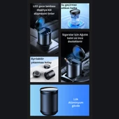 Coofbe Premium Car Ashtray Led Işıklı Alüminyum Taşınabilir Kapaklı Araba Küllük Kül Tablası Kokusuz - 2