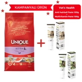 Kitten Yavru Kedi Maması Somonlu 2 kg - Vet's Health Anti-Hairball Paste 100G + Multivitamin Paste 100G Hediyeli - 1