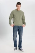 Regular Fit Normal Kesim Bisiklet Yaka Koyu Yeşil Sweatshirt - 3