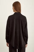Viskon Saten Gömlek Siyah thumbnail 4