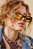 Chunky Frame Vintage Sarı Siyah Güneş Gözlüğü - 1