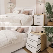 Moss Komodin Safir Meşe- Beyaz Çekmece - 6