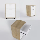 Moss Komodin Safir Meşe- Beyaz Çekmece - 8