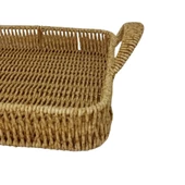 Mien Dekoratif Dayanıklı Çok Amaçlı Rattan Kare Tepsi Küçük Boy (S) - 3