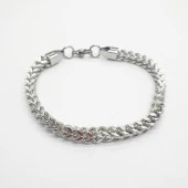 Gümüş Renk Düzleştirilmiş Sarmal Zincir Bileklik - 4