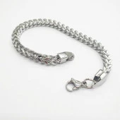 Gümüş Renk Düzleştirilmiş Sarmal Zincir Bileklik - 9