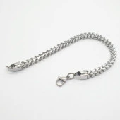 Gümüş Renk Düzleştirilmiş Sarmal Zincir Bileklik - 5