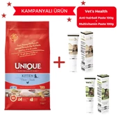 Unique Kitten Yavru Kedi Maması Tavuklu 2 kg - Vet's Health Anti-Hairball Paste 100G + Multivitamin Paste 100G Hediyeli - 1