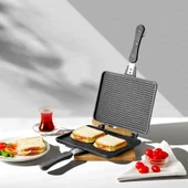 Nehir Lüks Döküm Ocak Üstü Tost Makinesi Siyah - 1