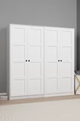 Midoser Lucas 4 Kapaklı 6 Raflı Yüklük Gardırop Seti Beyaz 188 Cm. thumbnail 4