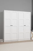Midoser Lucas 4 Kapaklı 8 Raflı Yüklük ve Elbise Dolabı Seti - Mat Beyaz - 4