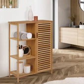 Bambu 5 Raflı Kapaklı Salon Mutfak Banyo Dolabı Düzenleme Organizeri - 3