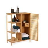 Bambu 5 Raflı Kapaklı Salon Mutfak Banyo Dolabı Düzenleme Organizeri - 1