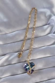 316L Çelik Zincirli Gold Renk Zirkon Taşlı Anna Kalp Kolye - TJ-BKO8862 - 2