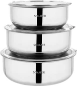 Schafer Practi Çelik Saklama Kabı 3 Lü (16-18-20 Cm) -6 Parça-Inox - 2
