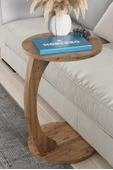 Limnizza C Ayaklı Yan Sehpa Yuvarlak Koltuk Yanı Sehpası Laptop Kahve Kitap Sehpa Modeli Çam - 2