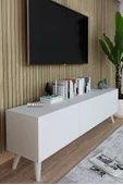 Mobezzo Beyaz 3 Kapaklı Tv Ünitesi 140 Cm Geniş Depolama Alanı, Salon, Fonksiyonel Tv Sehpası - 2