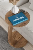 Limnizza C Ayaklı Yan Sehpa Yuvarlak Koltuk Yanı Sehpası Laptop Kahve Kitap Sehpa Modeli Çam - 3