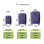 Vegmann Polipropilen (PP) Atlas Lacivert 3lü Valiz Seti thumbnail 5