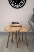 Mobezzo Sekizgen Zigon Sehpa 3'lü Set Ahşap Orta Sehpa Modern Yan Sehpa Takımı Dekoratif Sehpa Atlantik Çam - 1