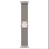 Apple Watch 42/44/45/49MM  Metal Zarif Tasarım Hasır Kordon - 1