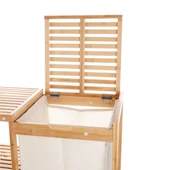 Bambu Kirli Çamaşır Sepeti Banyo Düzenleme Dolabı Raflı Banyo Organizeri - 4