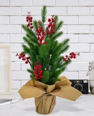 Yılbaşı Ağacı Kokina lı Yapay Çam Ağacı Kraft Saksıda 55cm - 1