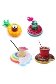 NETAVANTAJ Karpuz Ananas Donut Gökkuşağı Şişme Havuz Deniz Bardak Tutucu 4lü Float Bar Seti - 1