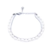 BZ 316L Çelik Zirkon Taşlı İnci Kadın Bileklik BLK-1000 - 1