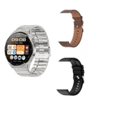 G3 Max Akıllı Saat (IOS-ANDROID uyumlu) GÜMÜŞ RENK 3 KORDONLU - 2