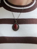 Doğal Taş Akik Doğal Taşlı Desenli Otantik Kadın Kolye 45 Cm Zincirli euk15a thumbnail 1