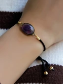 Doğal Taş Ametist Doğal Taşlı Asansörlü Ayarlanabilir Bileklik eub7amt thumbnail 3